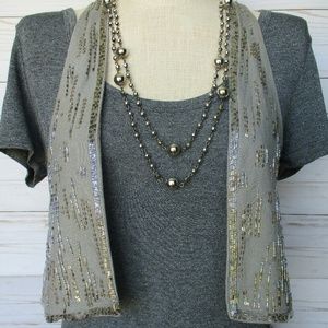 AEO Gorgeous! Greige, Bead and Sequin Vest